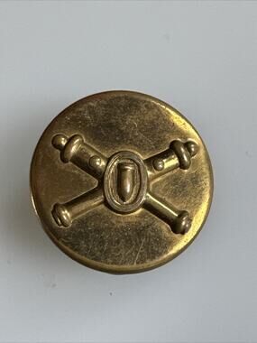 Vintage WWII Era USA Army Coast Artillery Brass Collar Disc Double Pinback EUC